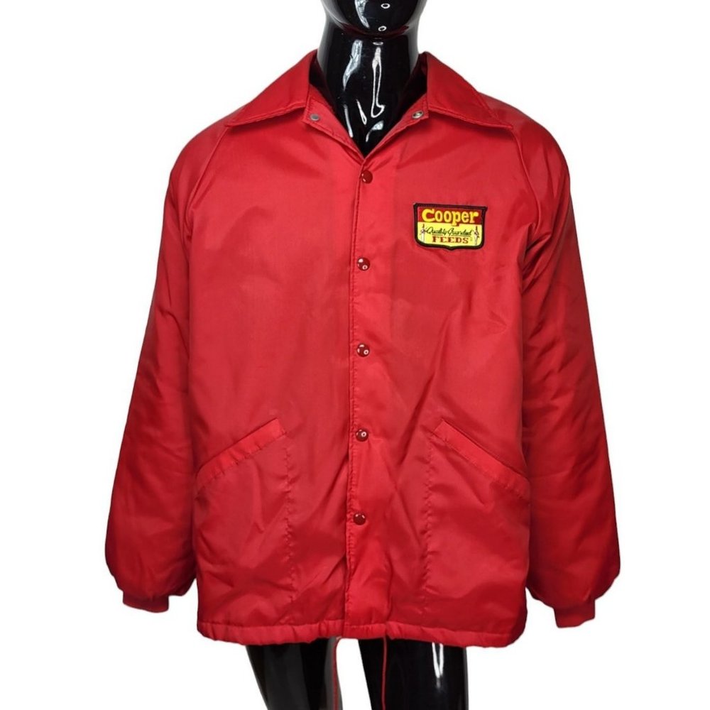 Vintage 70s Swingster "Cooper Feeds" Red Fleece Lined Farm Field Workwea…